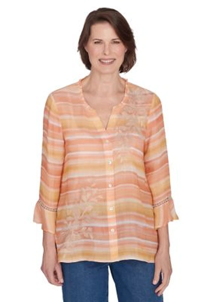 Petite Scottsdale Embroidered Stripe Top