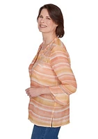 Petite Scottsdale Embroidered Stripe Top