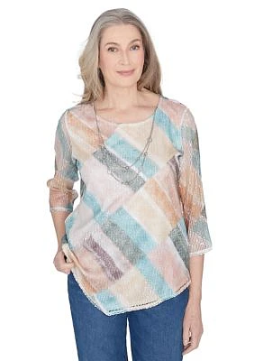 Petite Scottsdale Stained Glass Popcorn Knit Top