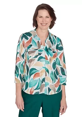 Women's Emerald Isle Abstract Leaf Top