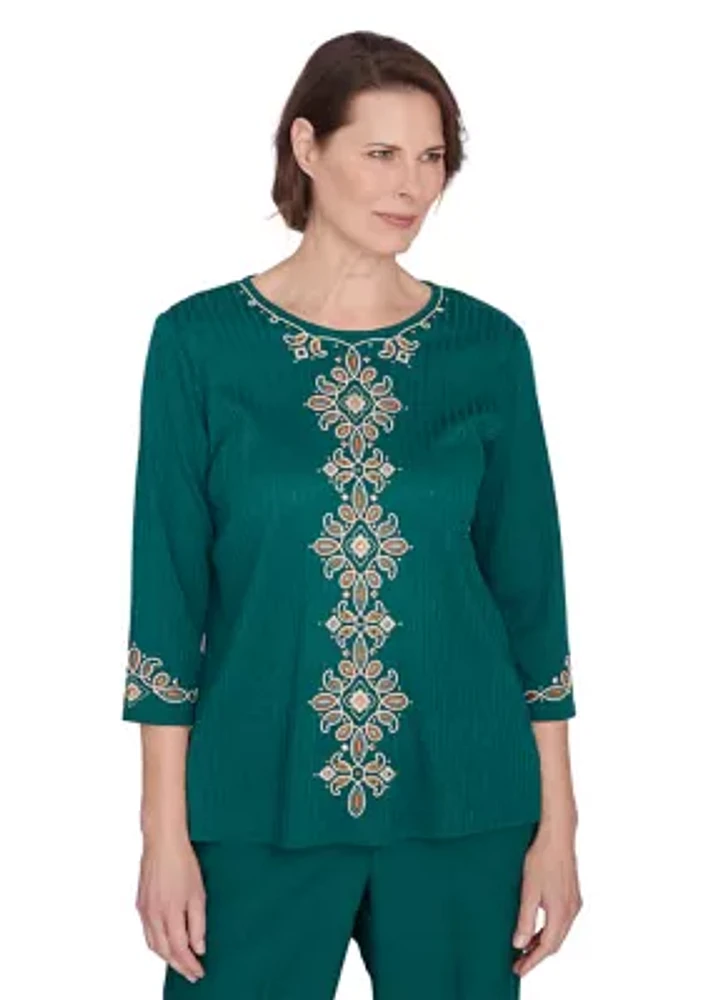 Women's Emerald Isle Center Medallion Embroidery Top