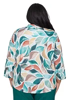 Plus Emerald Isle Abstract Leaf Printed Top