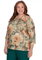 Plus Emerald Isle Vintage Floral Printed Top