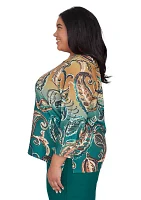 Plus Emerald Isle Paisley Printed Ombré Top