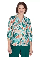 Petite Abstract Leaf Printed Top