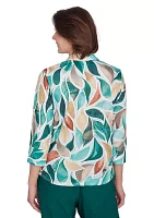 Petite Abstract Leaf Printed Top