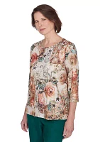 Petite Animal Floral Center Lace Top