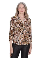 Petite Rue Rivoli Brushstroke Textured Knit Top