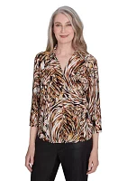 Petite Rue Rivoli Brushstroke Textured Knit Top