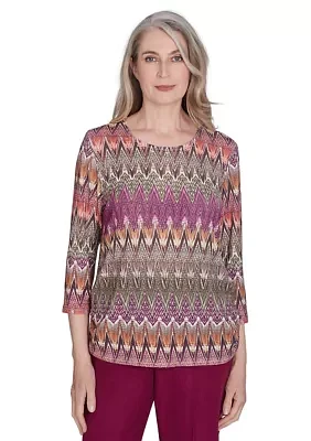 Women's Wine Country Chevron Texture Top