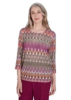 Women's Wine Country Chevron Texture Top