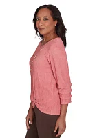 Women's Wine Country Solid Texture Top with Novelty Sleeve