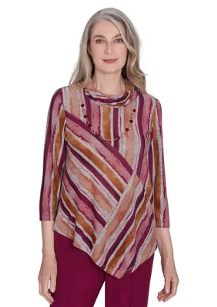 Women's Wine Country Mélange Spliced Stripe Top