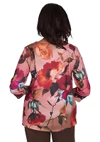 Women's Wine Country Dramatic Floral Printed Top