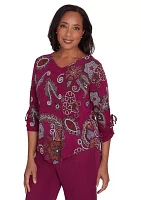 Women's Wine Country Melange Floral Medallion Top