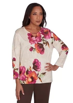 Women's Wine Country Watercolor Floral Top