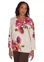 Women's Wine Country Watercolor Floral Top