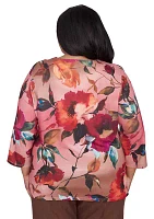 Plus Wine Country Dramatic Floral Top