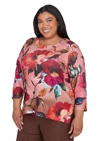 Plus Wine Country Dramatic Floral Top