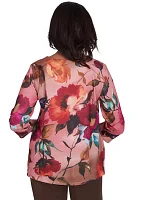 Petite Wine Country Dramatic Floral Top