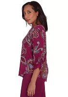 Petite Wine Country Melange Floral Medallion Top