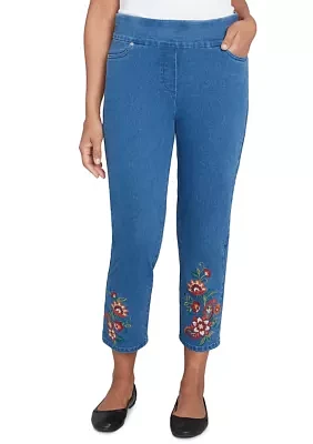 Women's Harvest Moon Paisley Floral Embroidered Ankle Pants