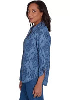 Women's Harvest Moon Medallion Tencel Shirt