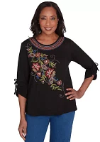 Women's Harvest Moon Paisley Floral Diagonal Embroidery Top