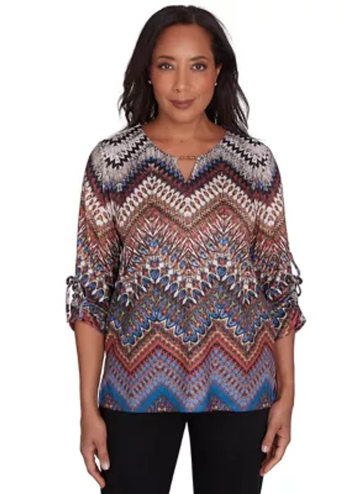 Women's Harvest Moon Chevron Texture Top