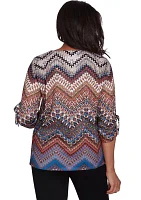 Women's Harvest Moon Chevron Texture Top