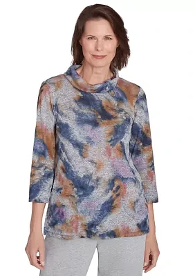 Women's Casual Fridays Abstract Watercolor Print Top