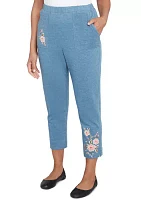 Petite Casual Fridays Floral Embroidered Ankle Pants