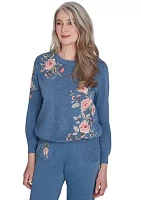 Petite Casual Fridays Spliced Floral Embroidery Top