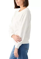 Petite Casual Fridays Sherpa Floral Embroidery Sweater