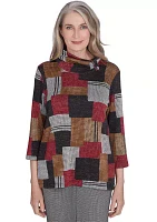 Women's Runway Ready Houndstooth Patchwork Top