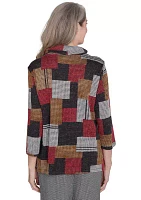 Women's Runway Ready Houndstooth Patchwork Top