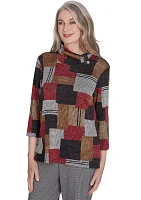 Women's Runway Ready Houndstooth Patchwork Top