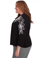 Plus Runway Ready Embroidered Outer Two One Cardigan and Tank