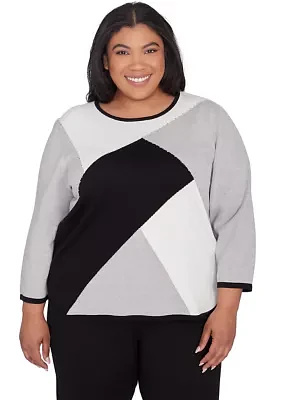 Plus Runway Ready Color Blocked Sweater