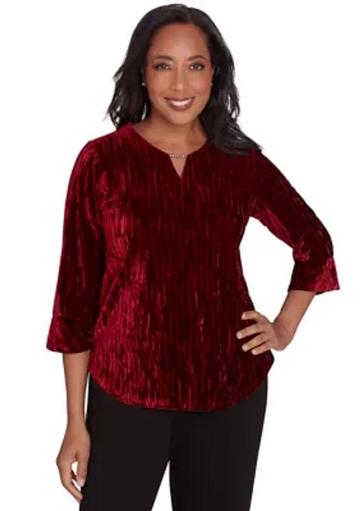 Petite Runway Ready Crushed Velvet Top