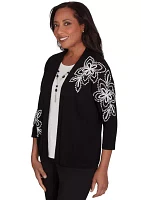 Petite Runway Ready Embroidered Outer 2Fer Top