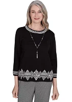 Petite Runway Ready Diamond Border Sweater