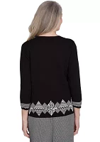 Petite Runway Ready Diamond Border Sweater