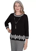 Petite Runway Ready Diamond Border Sweater