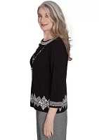 Petite Runway Ready Diamond Border Sweater