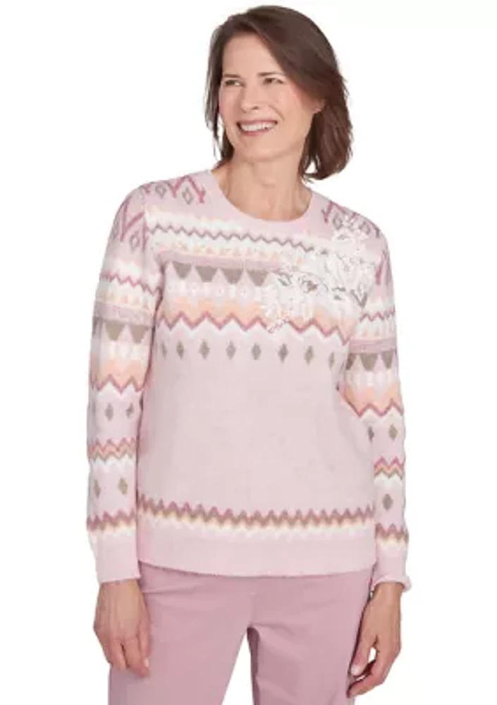 Women's Telluride Fairisle Sweater with Floral Embroidery