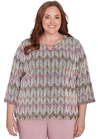 Plus Telluride Chenille Zig Zag Print T-Shirt