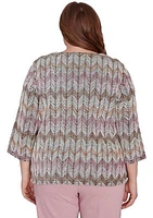 Plus Telluride Chenille Zig Zag Print T-Shirt