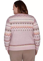 Plus Telluride Fairisle Sweater with Floral Embroidery