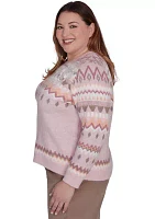 Plus Telluride Fairisle Sweater with Floral Embroidery